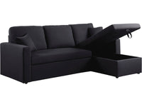 Divano angolare convertibile "Alain" - 221 x 145 x 85 cm - 3 posti - Nero