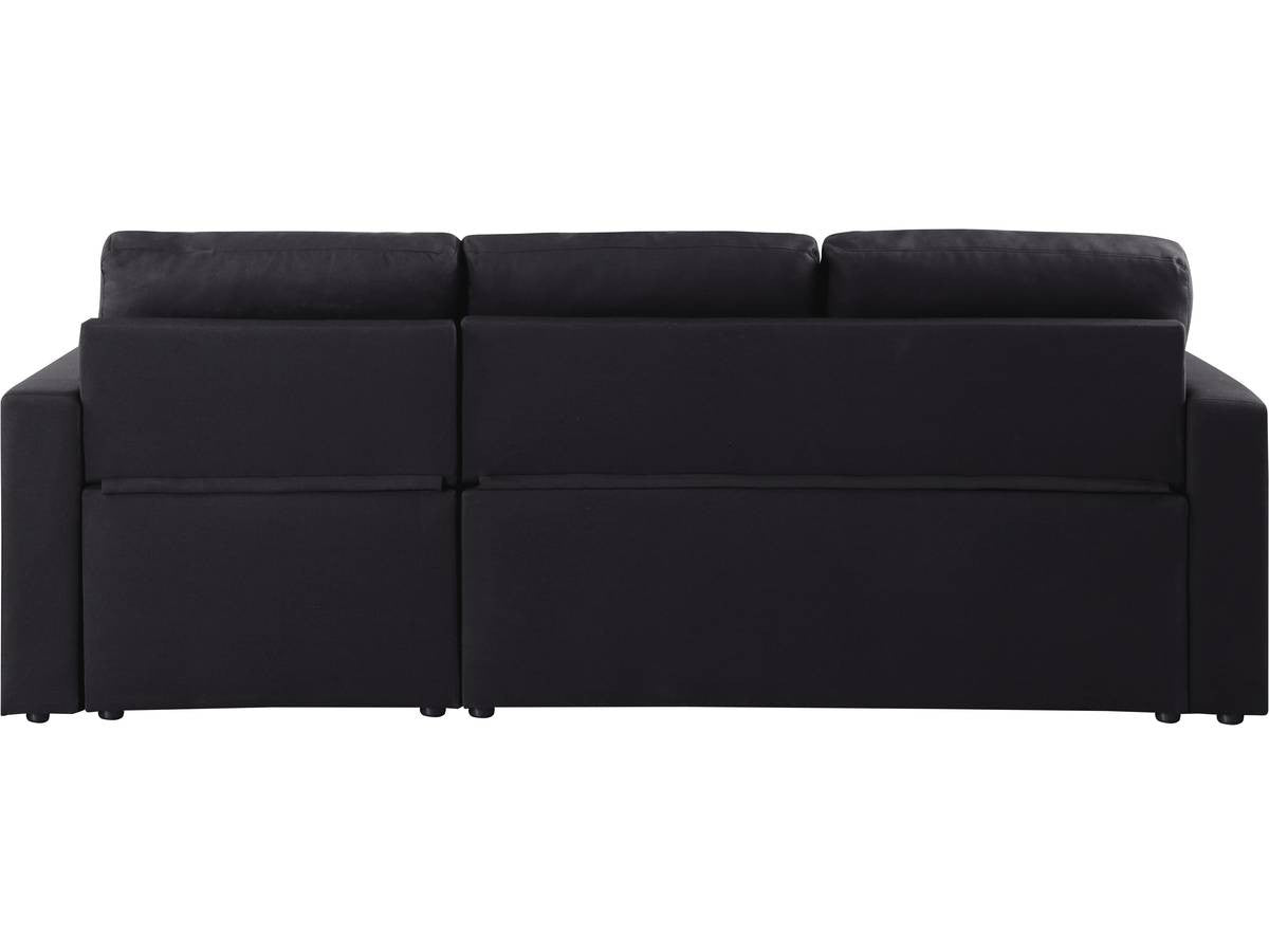 Divano angolare convertibile "Alain" - 221 x 145 x 85 cm - 3 posti - Nero