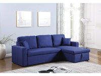 Divano ad angolo trasformabile con contenitore "Alain" - 221 x 145 x 85 cm - 3 posti a sedere - Blu