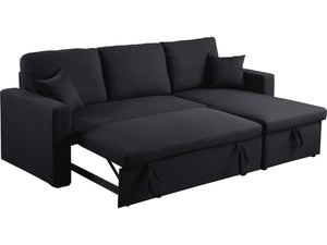 Divano angolare convertibile "Alain" - 221 x 145 x 85 cm - 3 posti - Nero