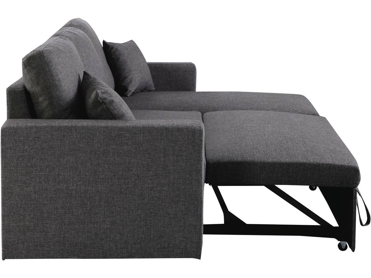 Divano ad angolo convertibile "Alain" - Grigio - 221 x 145 x 85 cm - 3 posti - Grigio