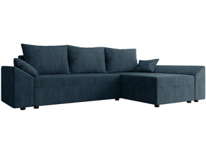 Divano angolare trasformabile con cassapanca "Vaugirard" in velluto a coste - 3 posti - Blu