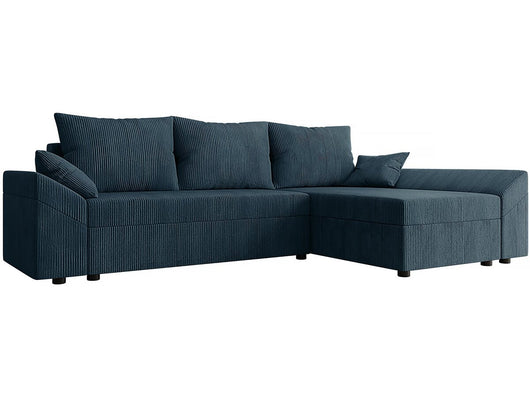 Divano angolare trasformabile con cassapanca "Vaugirard" in velluto a coste - 3 posti - Blu