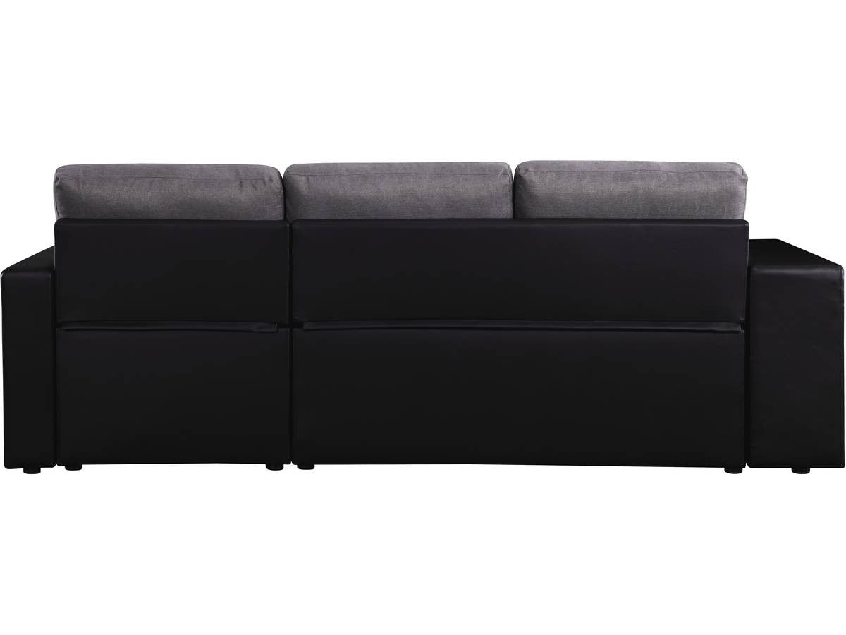 Divano ad angolo trasformabile / reversibile "Axel" - 3 posti - Nero / Grigio