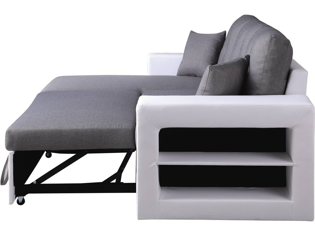 Divano ad angolo "Axel" trasformabile / reversibile - 3 posti - Bianco / Grigio