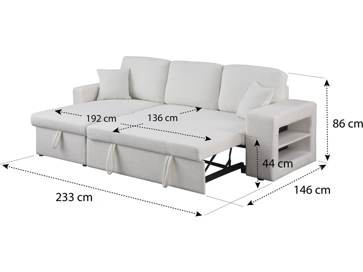 Canapé d'angle bouclettes convertible/reversible "Axel" - 3 Places - Blanc