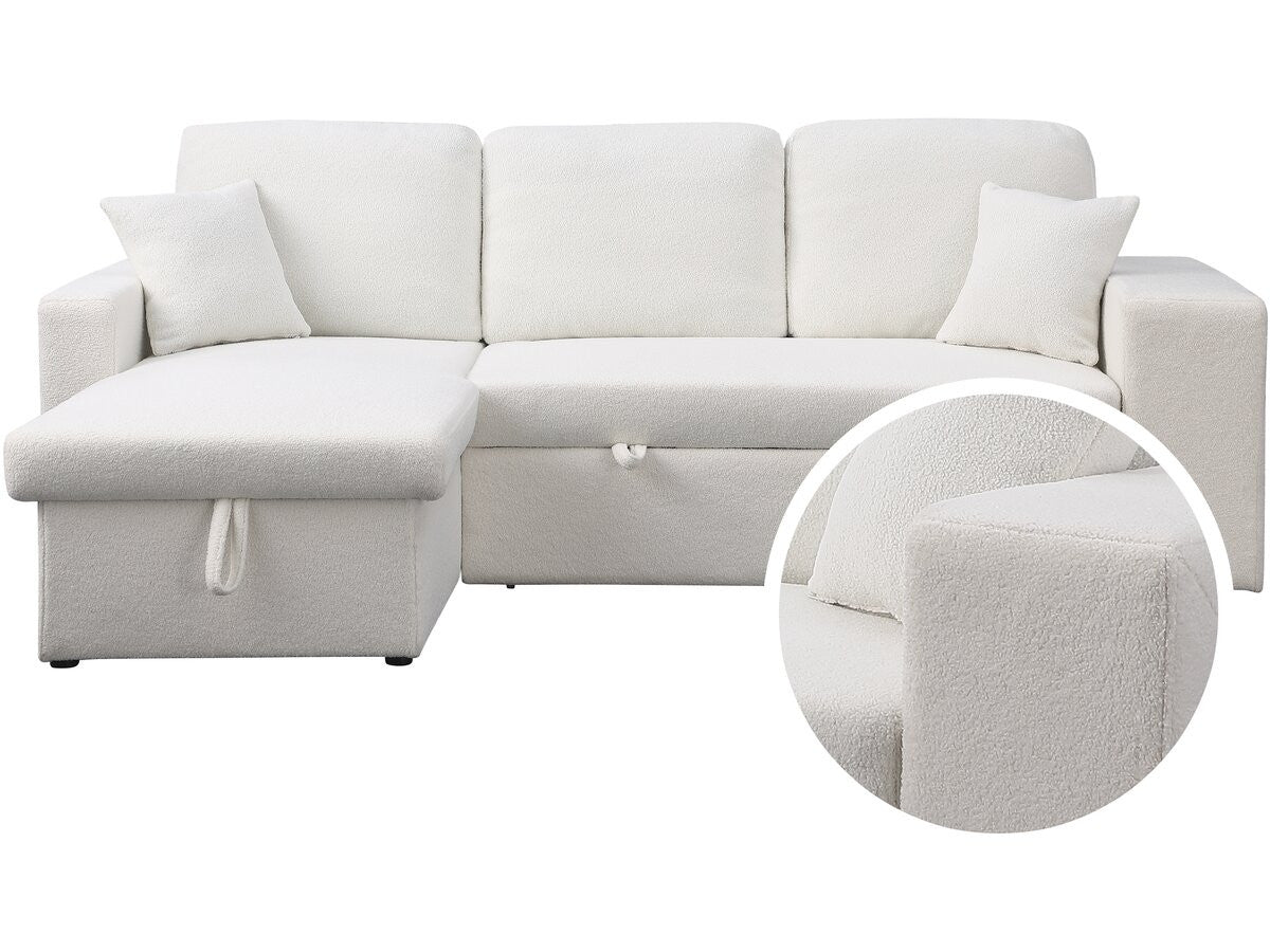 Canapé d'angle bouclettes convertible/reversible "Axel" - 3 Places - Blanc
