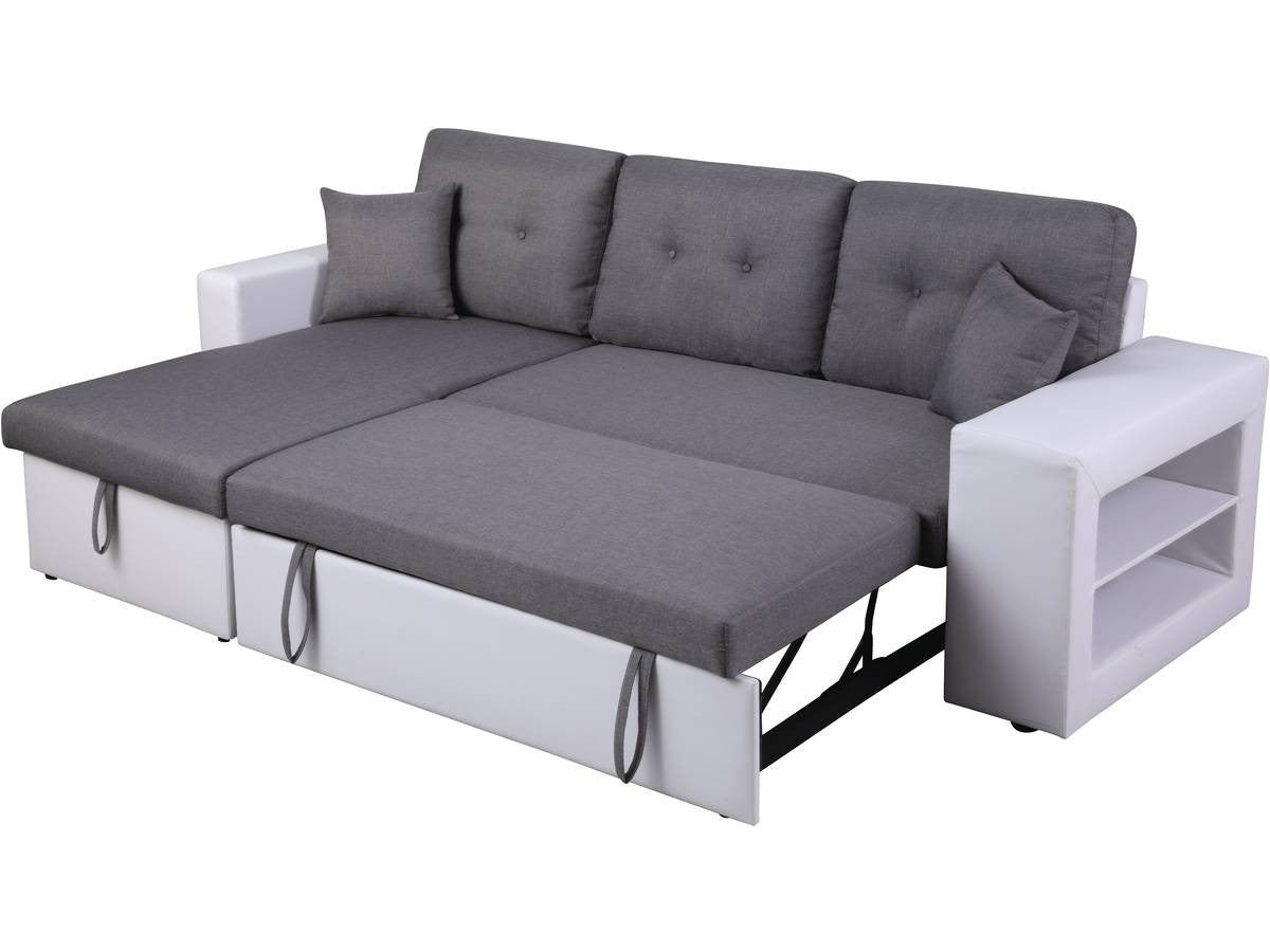 Divano ad angolo "Axel" trasformabile / reversibile - 3 posti - Bianco / Grigio