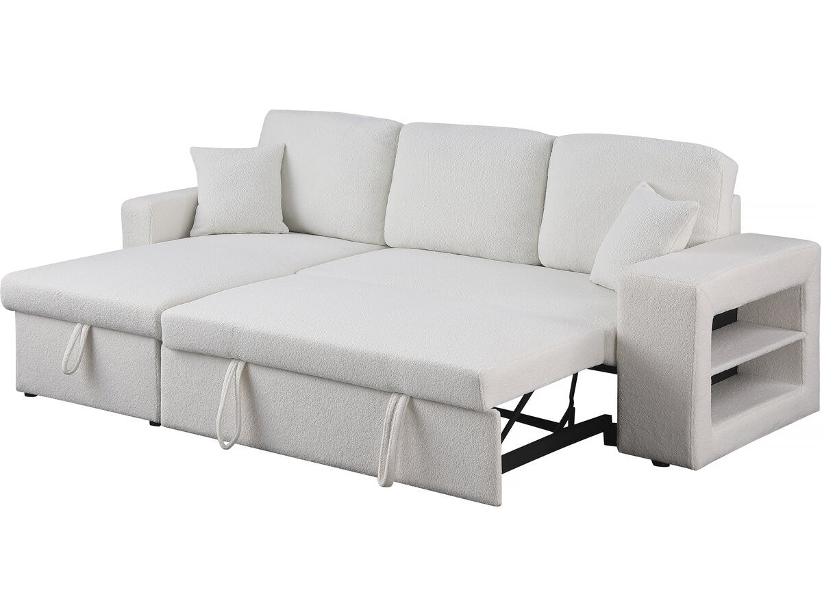 Canapé d'angle bouclettes convertible/reversible "Axel" - 3 Places - Blanc