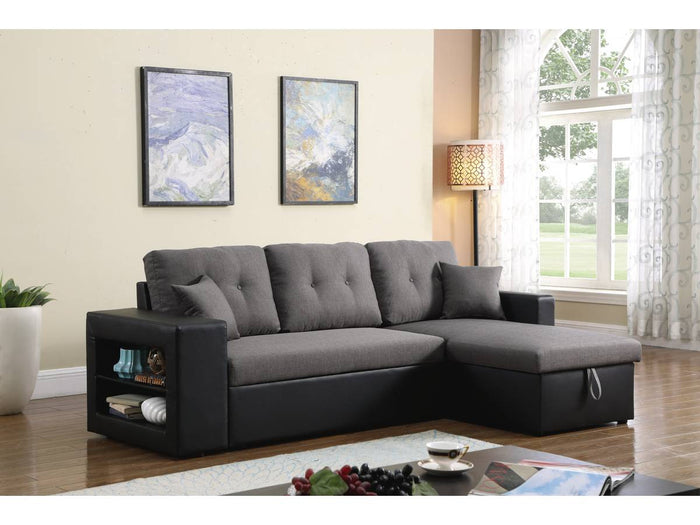 Divano ad angolo trasformabile / reversibile "Axel" - 3 posti - Nero / Grigio