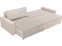 Divano letto angolare in tessuto testurizzato "Montaigne" - 4 posti - Beige
