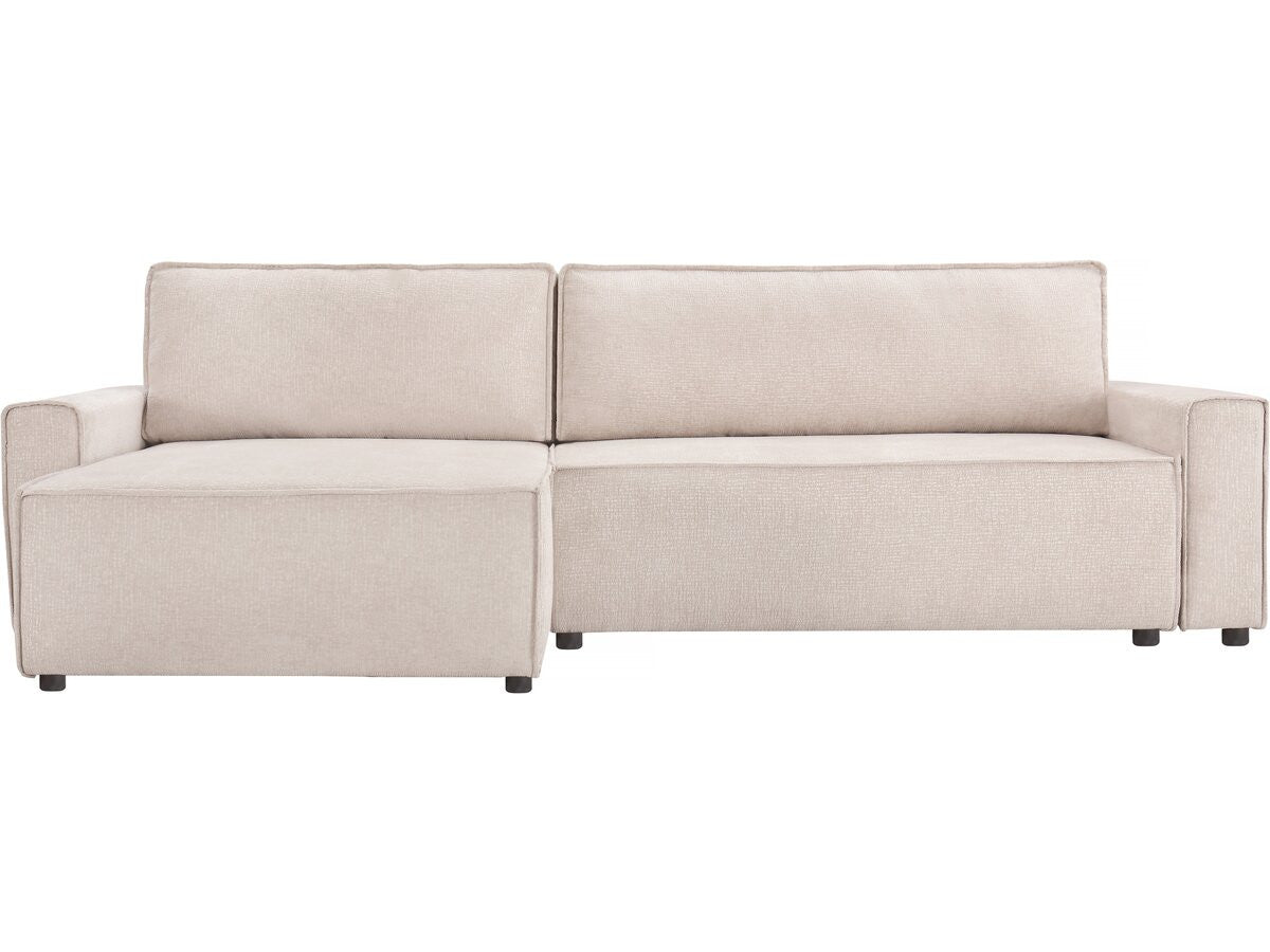 Divano letto angolare in tessuto testurizzato "Montaigne" - 4 posti - Beige