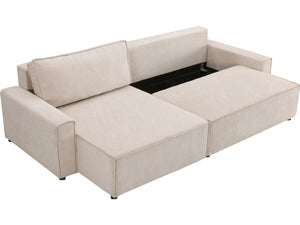 Divano letto angolare in tessuto testurizzato "Montaigne" - 4 posti - Beige