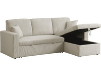 Divano letto angolare in velluto a coste "Alain" - 3 posti - Beige