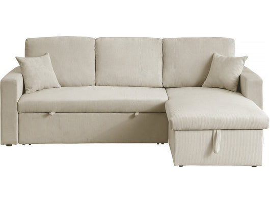 Divano letto angolare in velluto a coste "Alain" - 3 posti - Beige