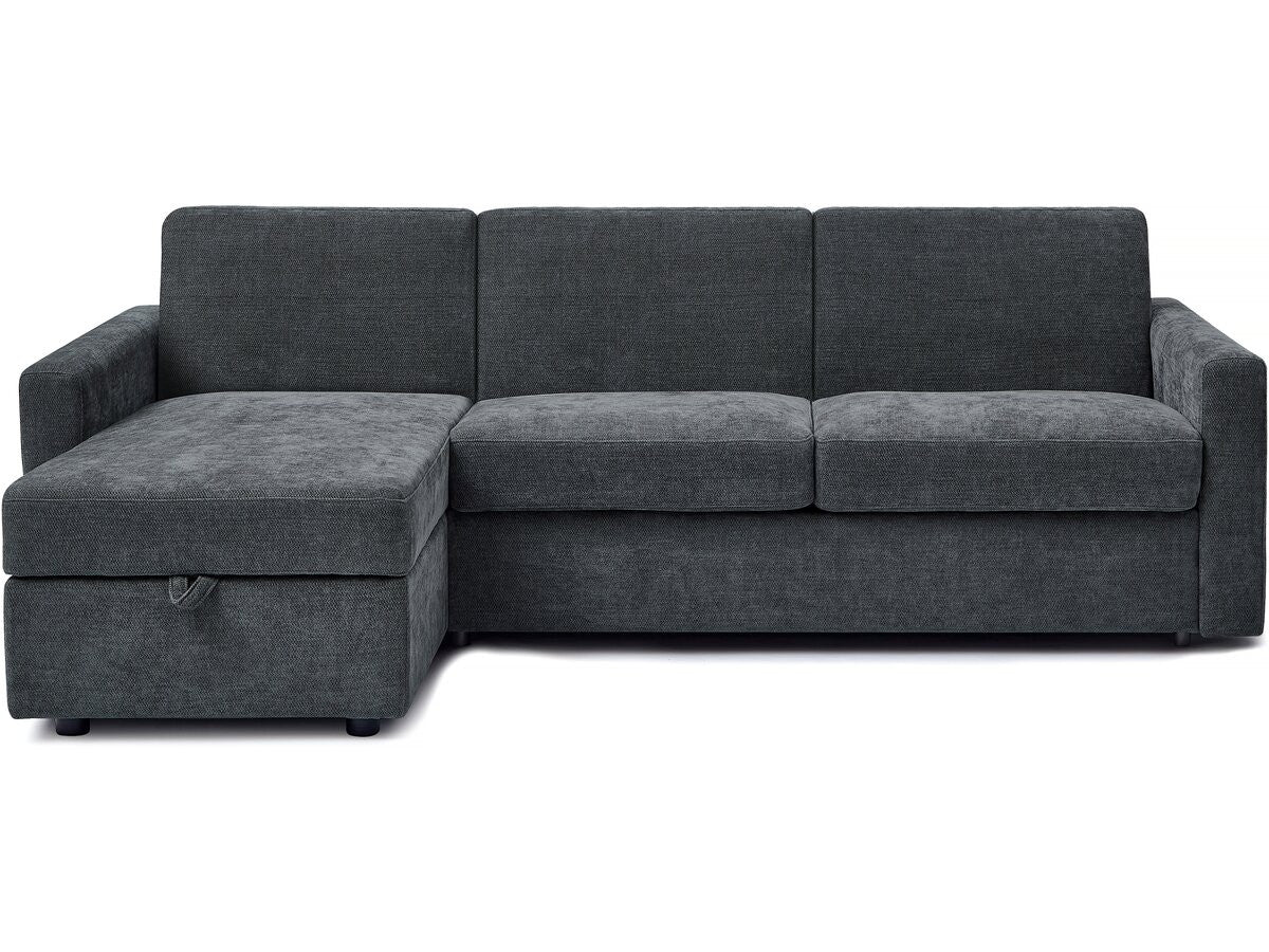 Divano angolare reversibile ed express trasformabile in tessuto "Celia" - 3 posti - Grigio