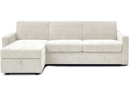 Divano letto angolare reversibile "Celia" con meccanismo trasformabile express in tessuto - 3 posti - Beige
