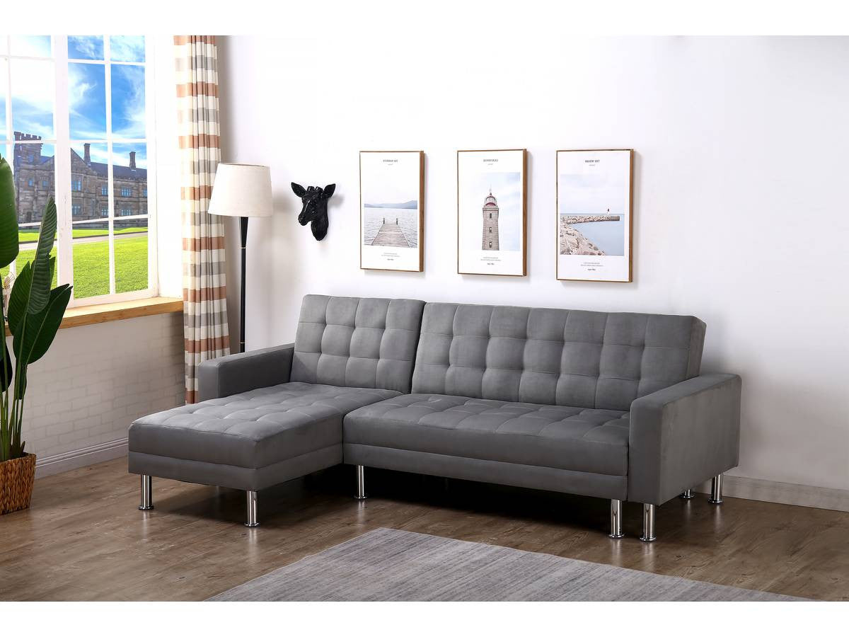 Divano ad angolo convertibile e reversibile  "Theo" - 4 posti - Grigio