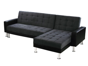 Divano ad angolo convertibile e reversibile  "Theo"  - 4 posti - Nero e grigio