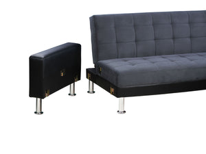 Divano ad angolo convertibile e reversibile  "Theo"  - 4 posti - Nero e grigio