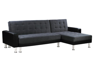 Divano ad angolo convertibile e reversibile  "Theo"  - 4 posti - Nero e grigio