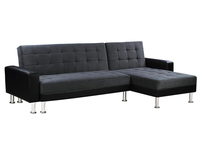 Divano ad angolo convertibile e reversibile  "Theo"  - 4 posti - Nero e grigio