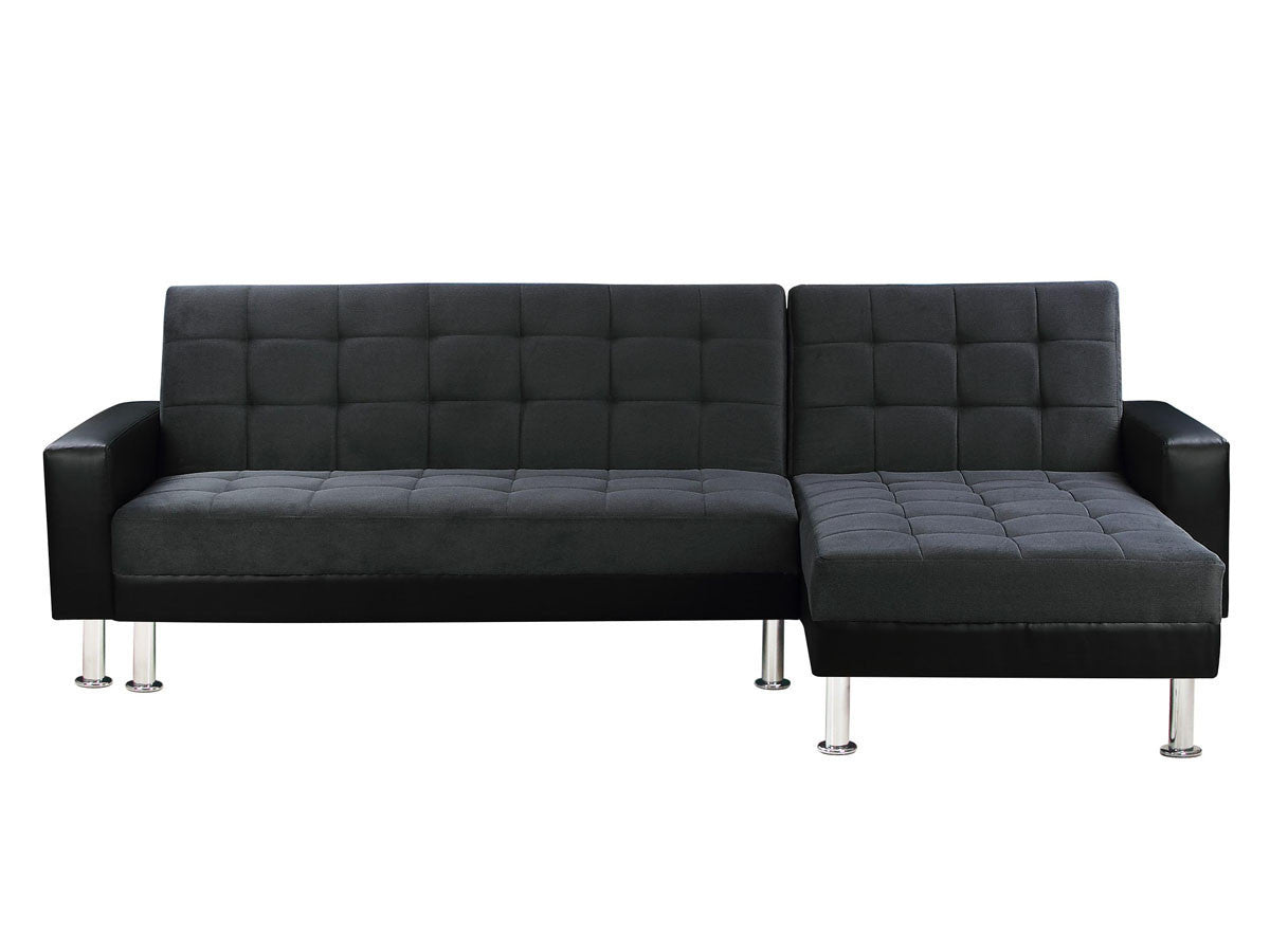 Divano ad angolo convertibile e reversibile  "Theo"  - 4 posti - Nero e grigio