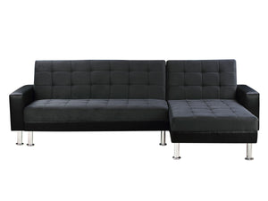 Divano ad angolo convertibile e reversibile  "Theo"  - 4 posti - Nero e grigio