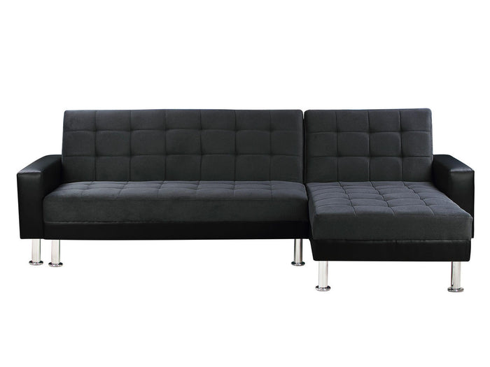 Divano ad angolo convertibile e reversibile  "Theo"  - 4 posti - Nero e grigio