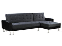 Divano ad angolo convertibile e reversibile  "Theo"  - 4 posti - Nero e grigio