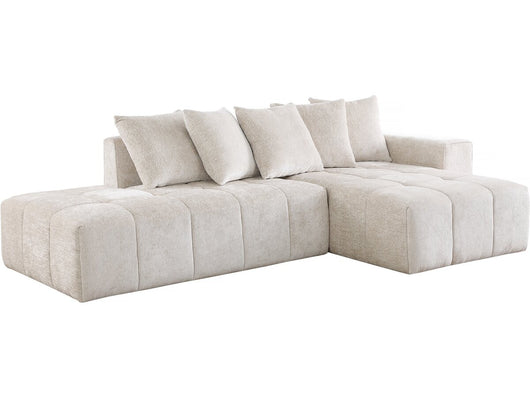 Divano angolare "Haussmann" a 3 posti in tessuto di ciniglia - Beige