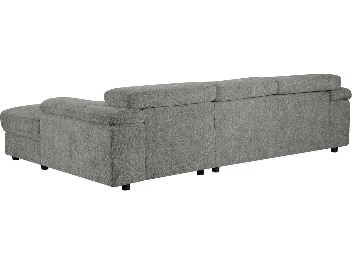 Divano angolare in tessuto ciniglia "London" - 4 posti - Grigio