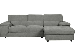 Divano angolare in tessuto ciniglia "London" - 4 posti - Grigio