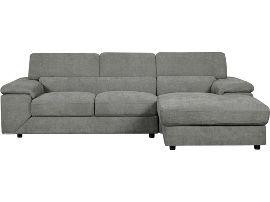 Divano angolare in tessuto ciniglia "London" - 4 posti - Grigio