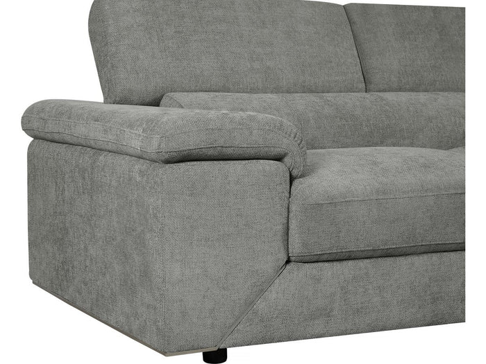 Divano angolare in tessuto ciniglia "London" - 4 posti - Grigio