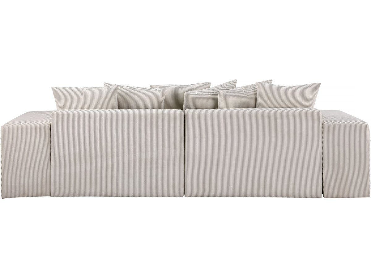 Divano angolare in velluto a coste "Rivoli" - 312 x 176 x 49 cm - Beige