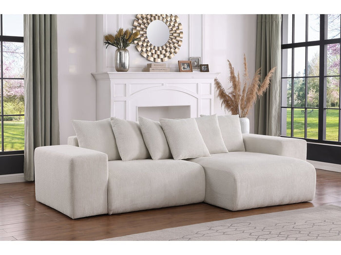 Divano angolare in velluto a coste "Rivoli" - 312 x 176 x 49 cm - Beige