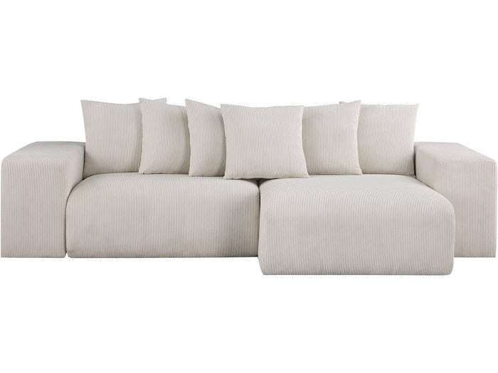 Divano angolare in velluto a coste "Rivoli" - 312 x 176 x 49 cm - Beige