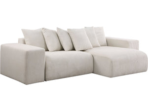 Divano angolare in velluto a coste "Rivoli" - 312 x 176 x 49 cm - Beige