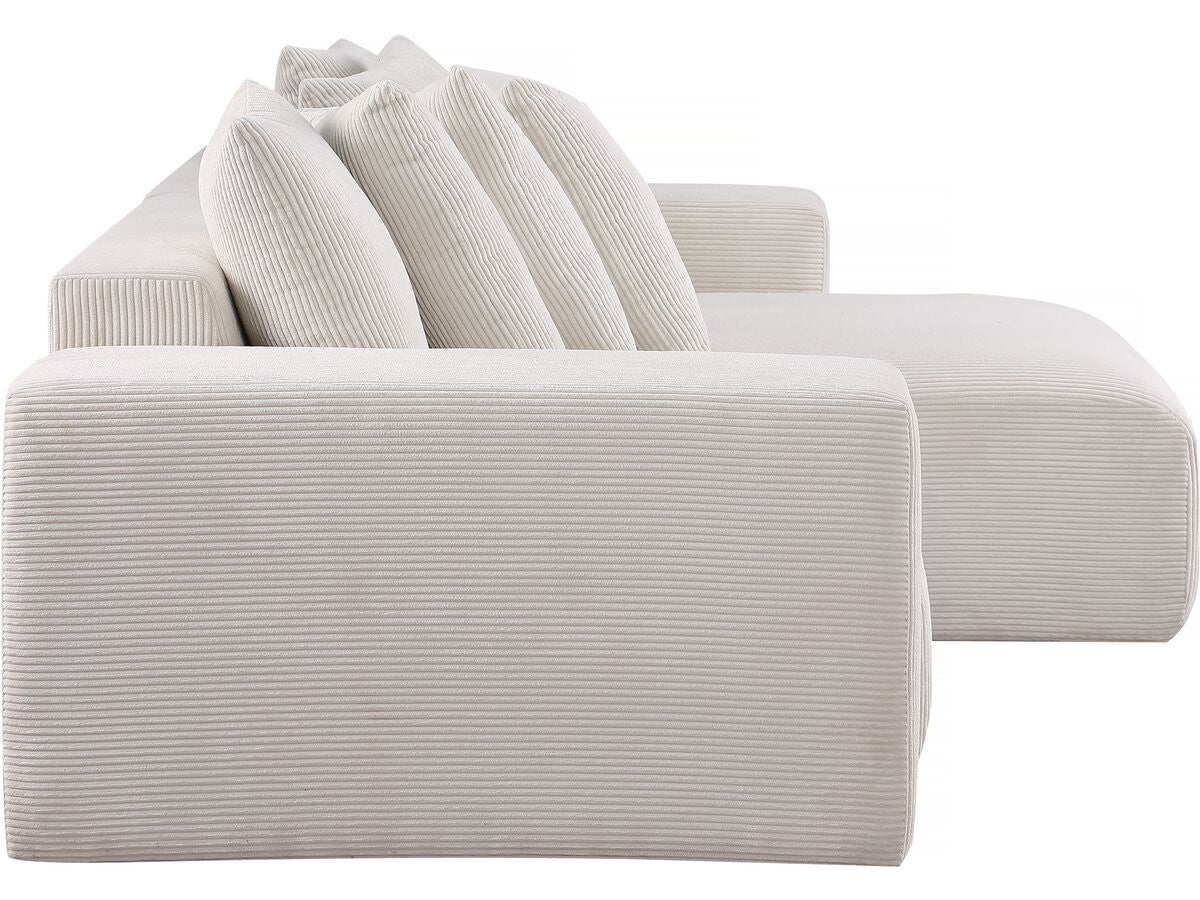 Divano angolare in velluto a coste "Rivoli" - 312 x 176 x 49 cm - Beige