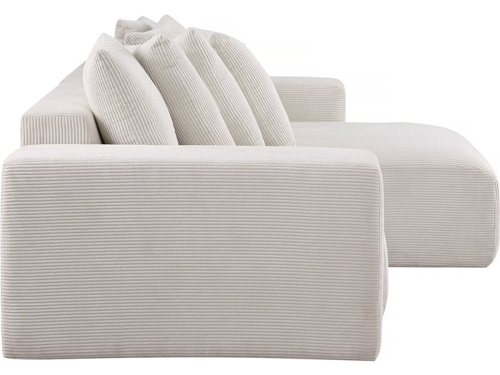 Divano angolare in velluto a coste "Rivoli" - 312 x 176 x 49 cm - Beige