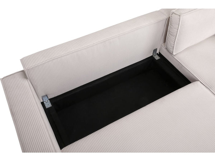 Divano angolare in velluto a coste "Montaigne S" - 3 posti - Beige