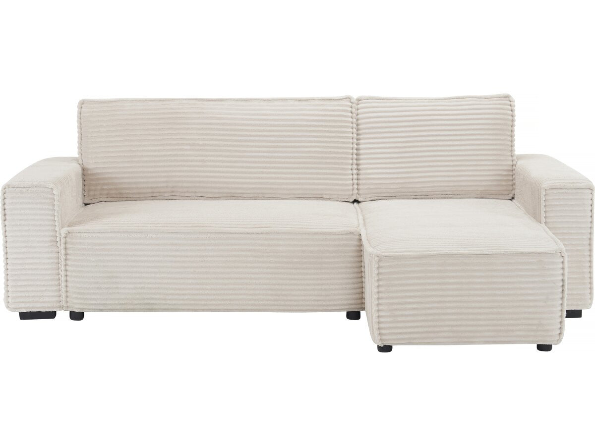 Divano angolare in velluto a coste "Opera" - 3 posti - Beige