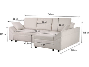 Divano angolare "Vaugirard II" in velluto a coste - 3 posti - Beige