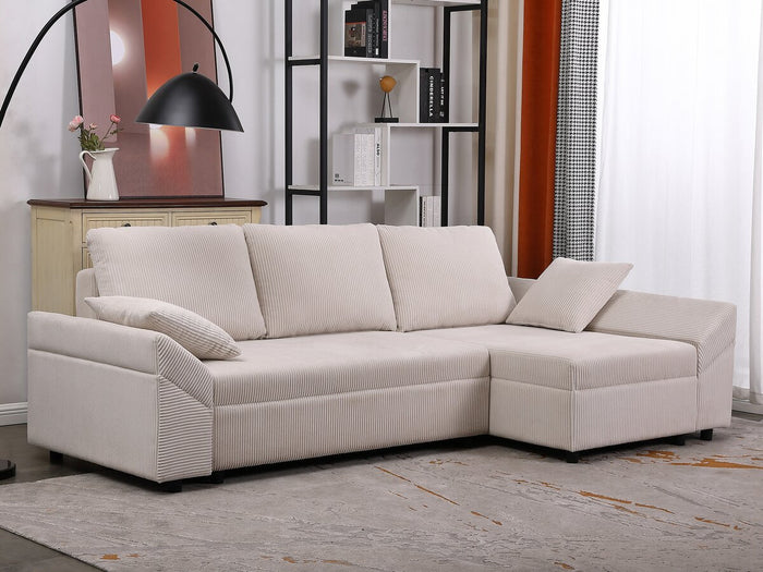 Divano angolare "Vaugirard II" in velluto a coste - 3 posti - Beige