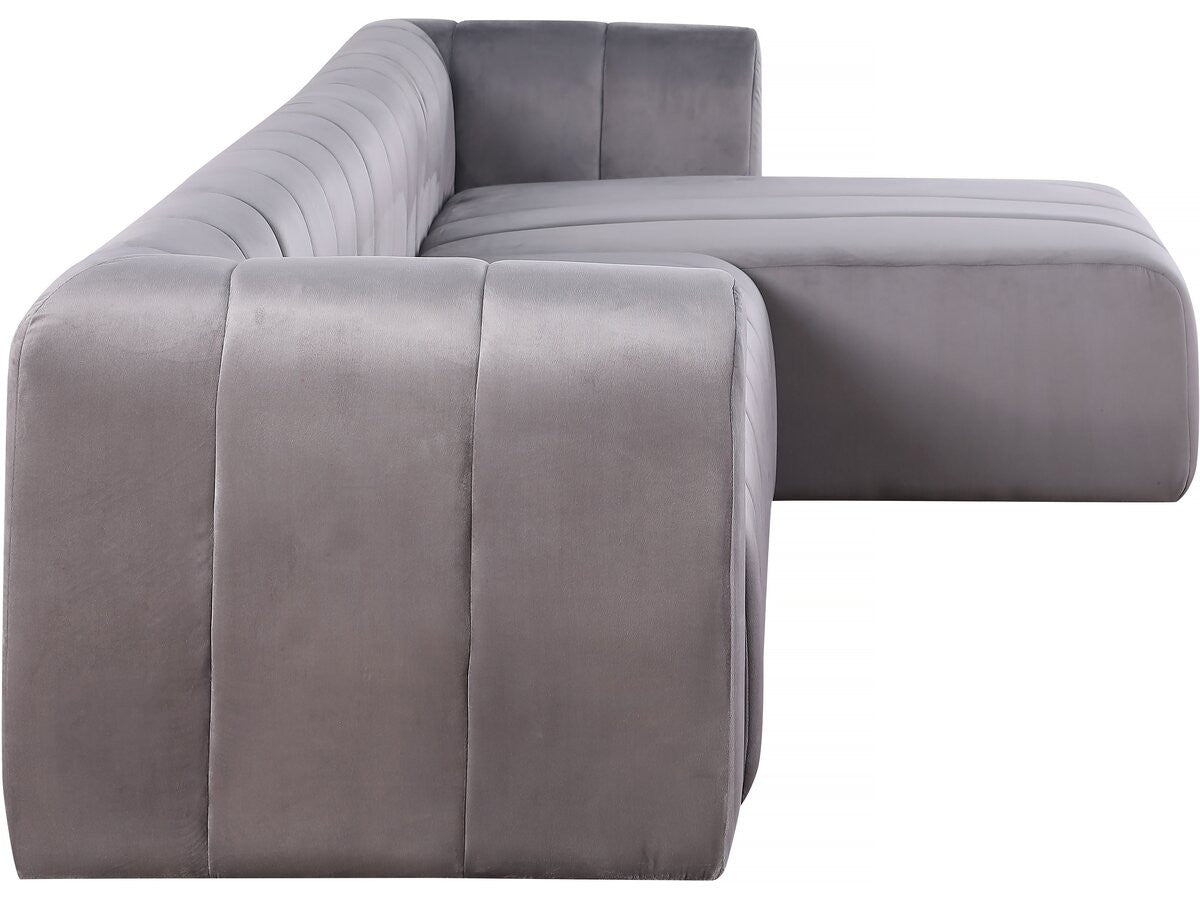 Divano angolare in velluto "Victor Hugo" - 3 posti - Grigio