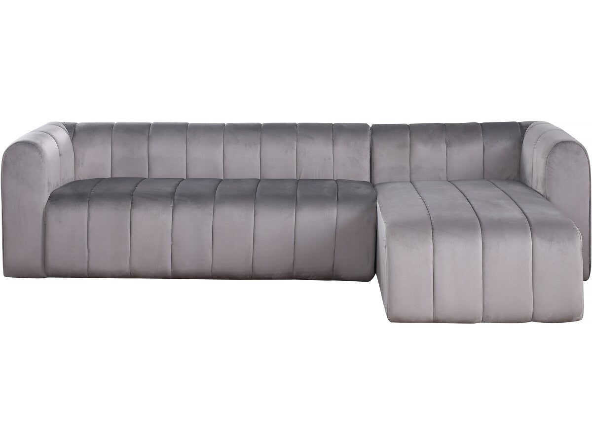 Divano angolare in velluto "Victor Hugo" - 3 posti - Grigio