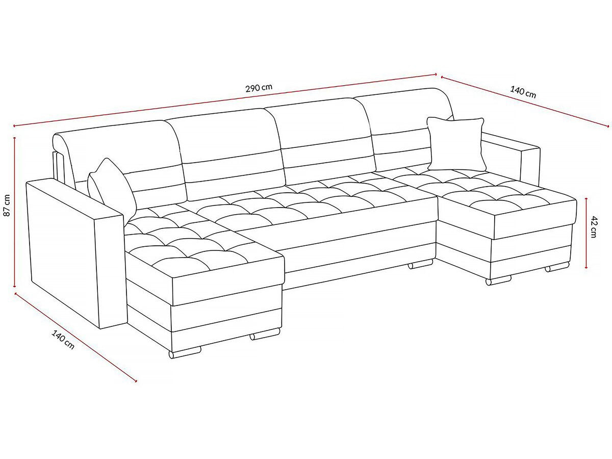 Divano panoramico trasformabile "Antoine" con vani portaoggetti - 5 posti - Grigio scuro/grigio chiaro