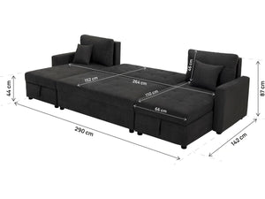 Divano panoramico trasformabile "Antoine" con vani portaoggetti - 5 posti - Grigio scuro