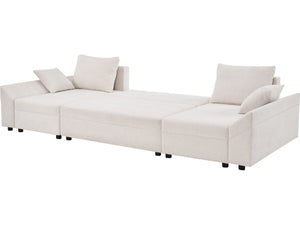 Divano angolare panoramico convertibile "Vaugirard II" in tessuto testurizzato - 5 posti - Beige